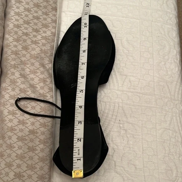 🆕 Longchamp Drawcord Toggle Leather and Suede Sandal in Black. Size 40 - Picture 8 of 9